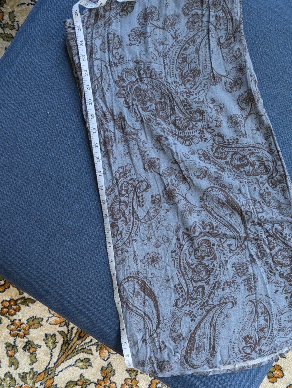 Sozy Charlie Dusty Blue and Black Paisley Wide Leg Elastic Wasit Pants - Picture 11 of 13